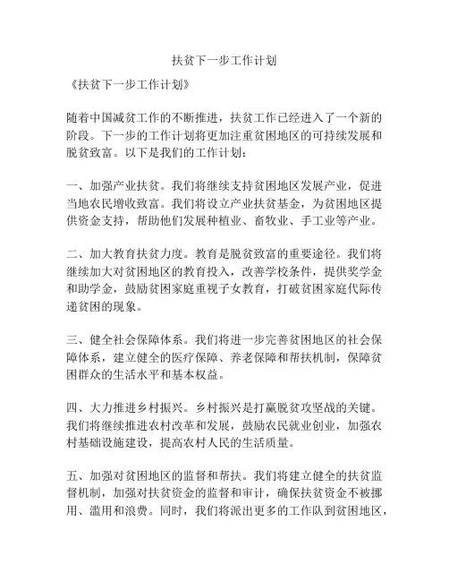 扶贫下一步工作计划