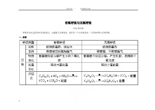 有氧呼吸与无氧呼吸