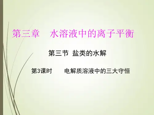 3.3.3电解质溶液中的三大守恒ppt高二上学期人教版化学选择性必修1