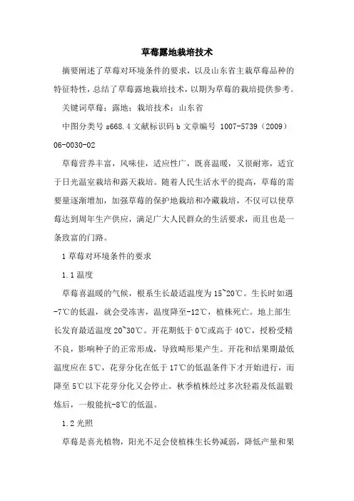 草莓露地栽培技术