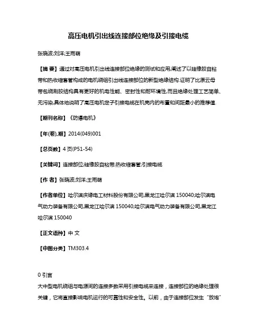 高压电机引出线连接部位绝缘及引接电缆