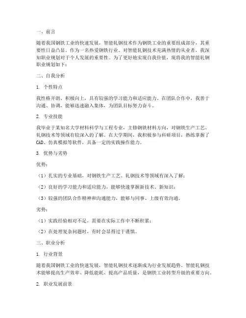 智能轧钢职业规划书范文