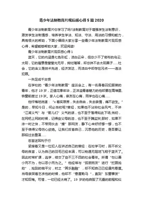 青少年法制教育片观后感心得5篇2020