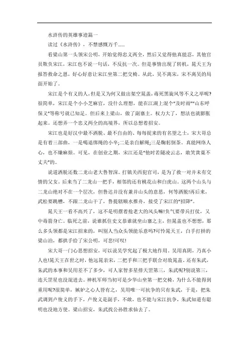 水浒传里的英雄事迹作文