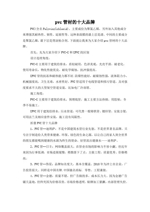 pvc管材的十大品牌