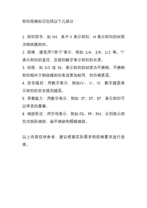 卸扣规格标识