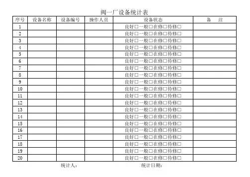 设备台账统计一览表