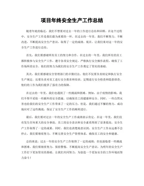 项目年终安全生产工作总结