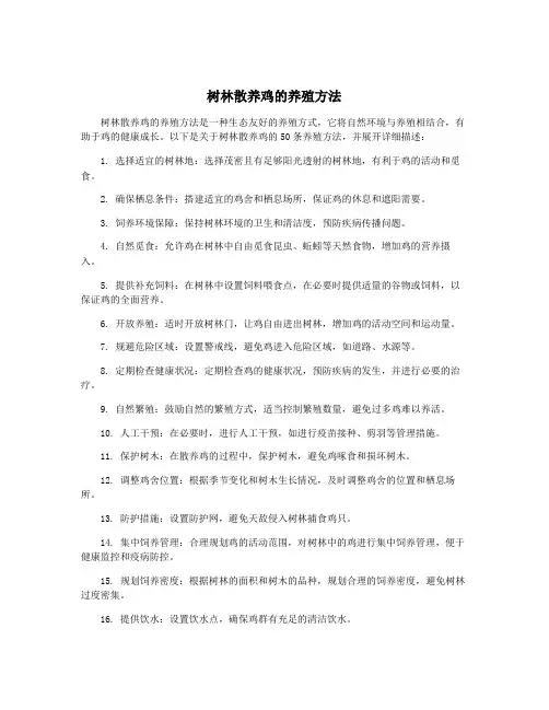 树林散养鸡的养殖方法