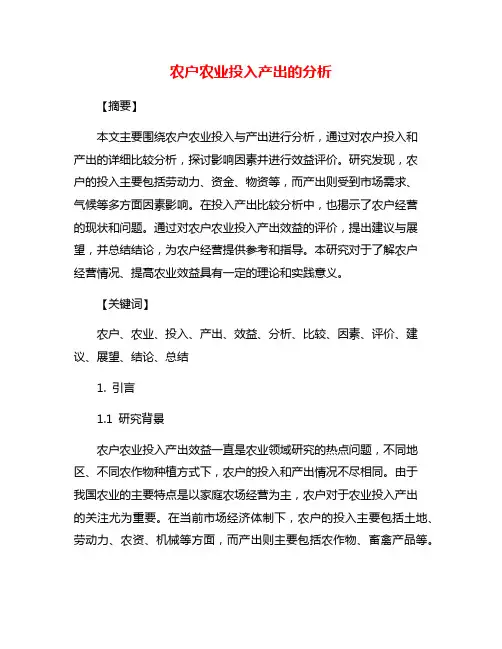 农户农业投入产出的分析