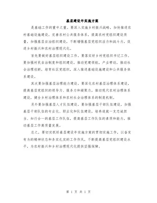 基层建设年实施方案
