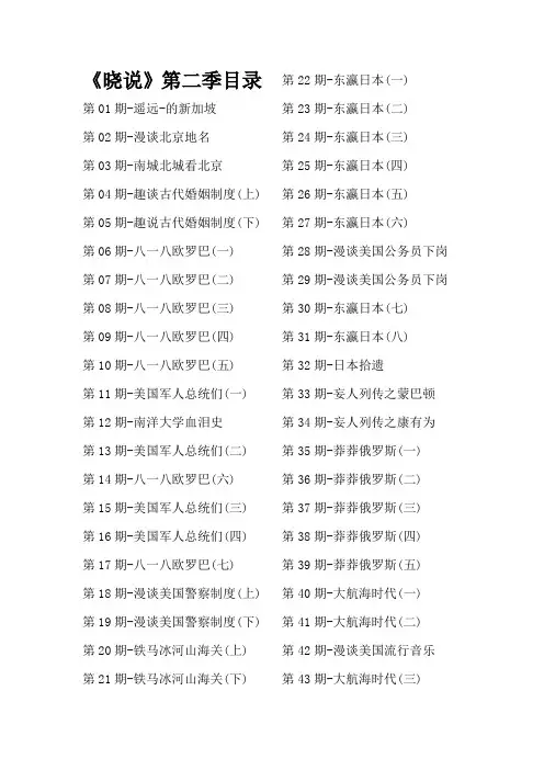 《晓说》第二季目录