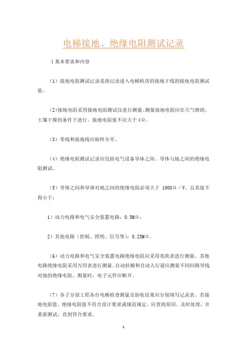电梯接地、绝缘电阻测试记录