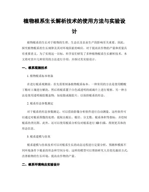植物根系生长解析技术的使用方法与实验设计