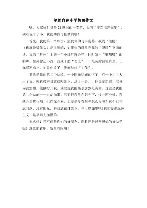 笔的自述小学想象作文