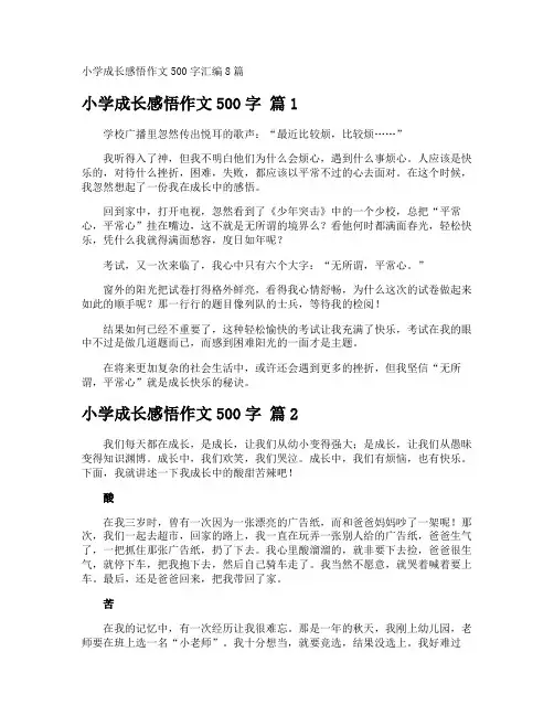 小学成长感悟作文500字