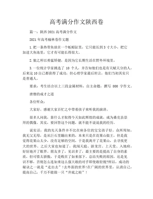 高考满分作文陕西卷