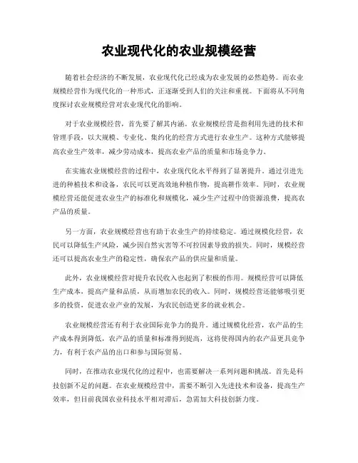 农业现代化的农业规模经营