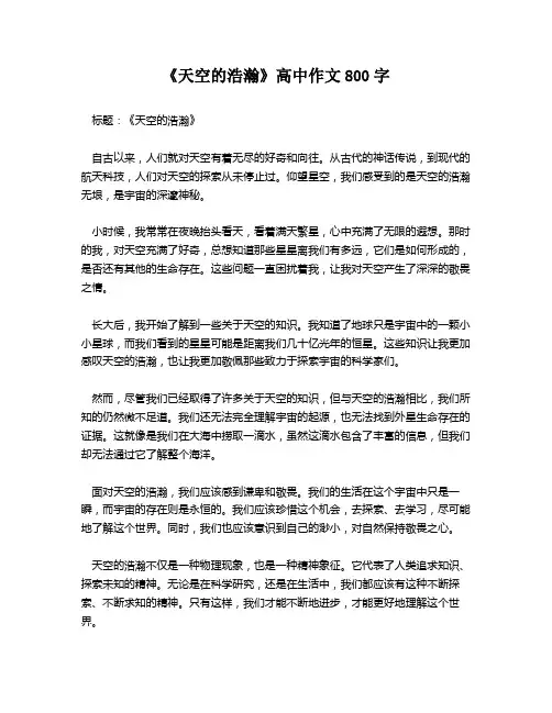 《天空的浩瀚》高中作文800字
