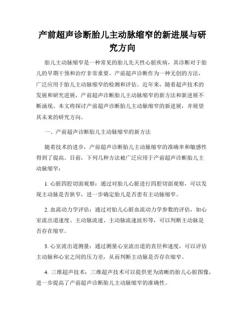 产前超声诊断胎儿主动脉缩窄的新进展与研究方向