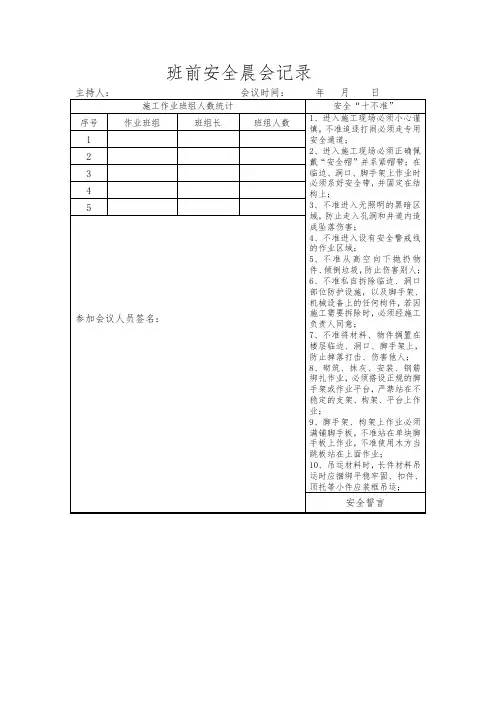 建筑施工安全一会三卡 