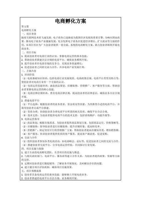 电商孵化方案
