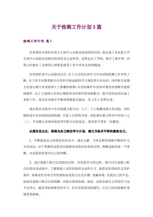 关于检测工作计划3篇