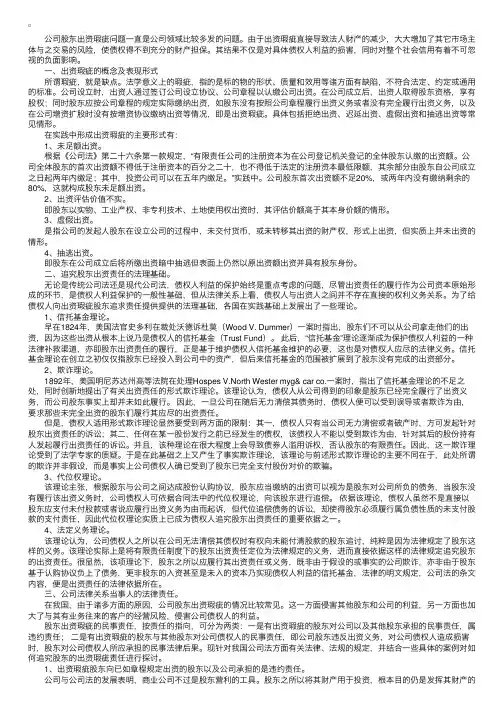 谈公司股东出资瑕疵问题的案例