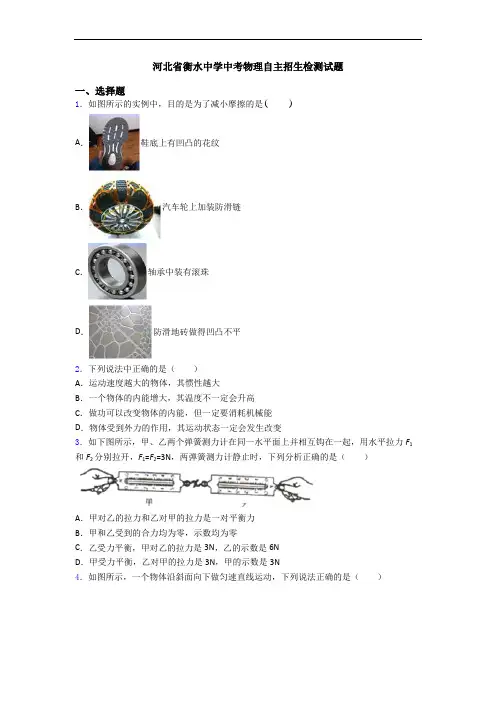 河北省衡水中学中考物理自主招生检测试题