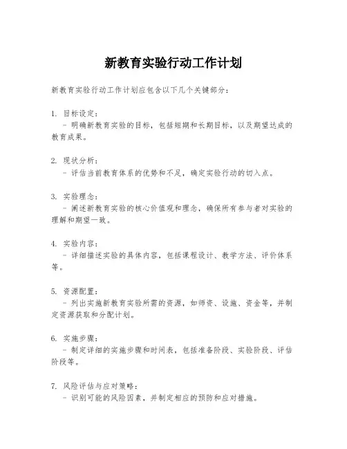 新教育实验行动工作计划