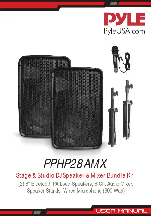 Pyle 双台8英寸蓝牙 PA 朋克音响混音器套装说明书