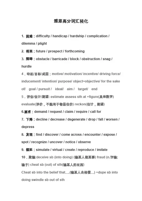 (完整word版)雅思词汇 近义词(word文档良心出品)