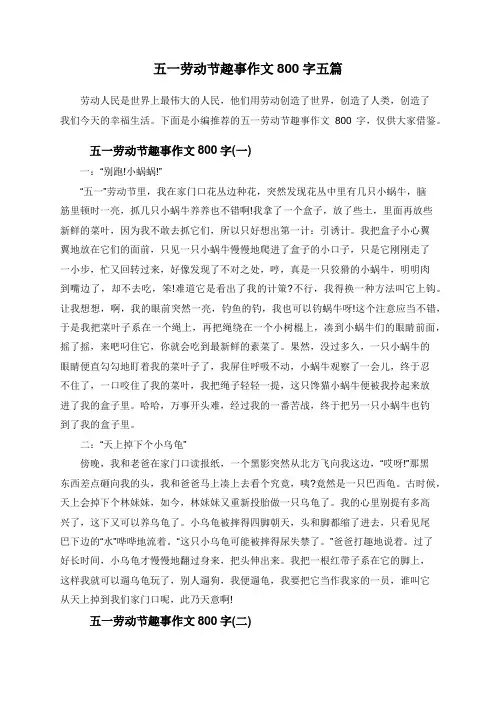 五一劳动节趣事作文800字五篇