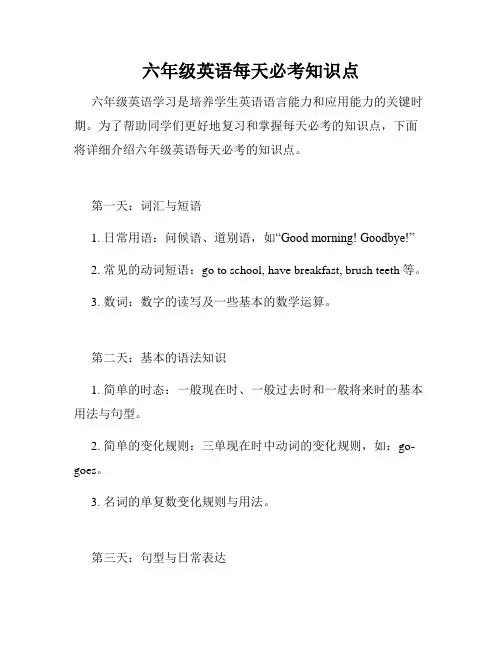六年级英语每天必考知识点