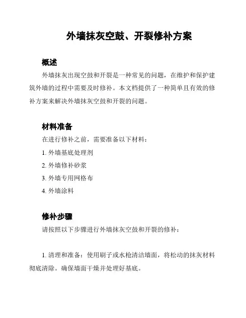 外墙抹灰空鼓、开裂修补方案