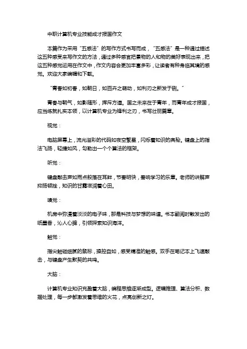 中职计算机专业技能成才报国作文