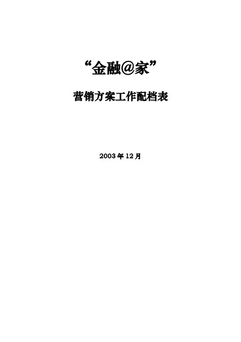 XX金融在家营销方案配档表