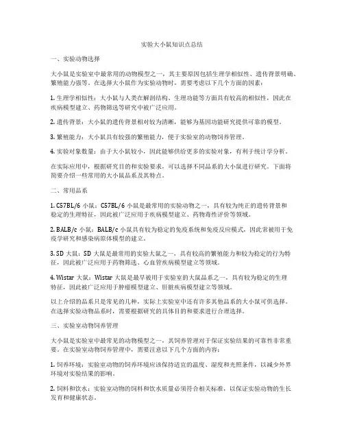 实验大小鼠知识点总结