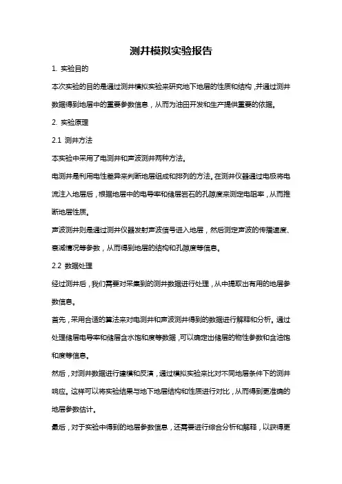 测井模拟实验报告