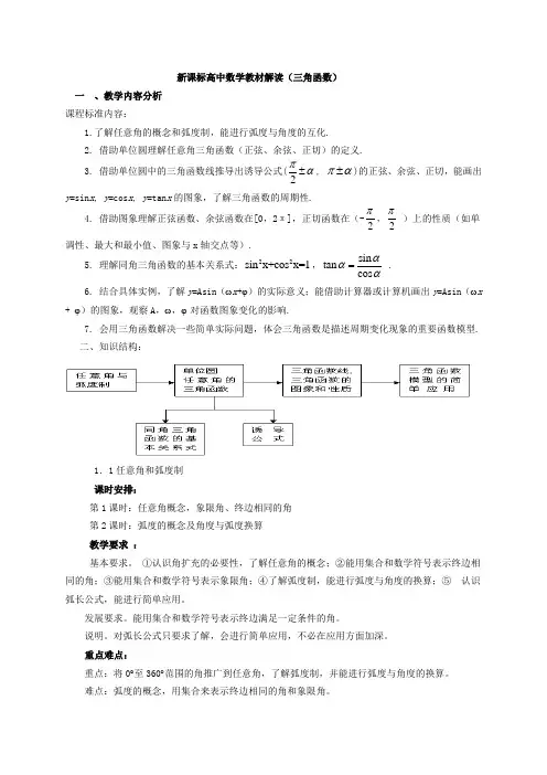 新课标高中数学教材解读(三角函数)解读