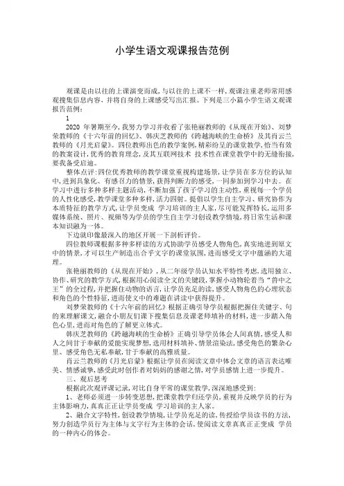 小学生语文观课报告范例