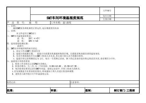 SMT车间环境温湿度规范---1