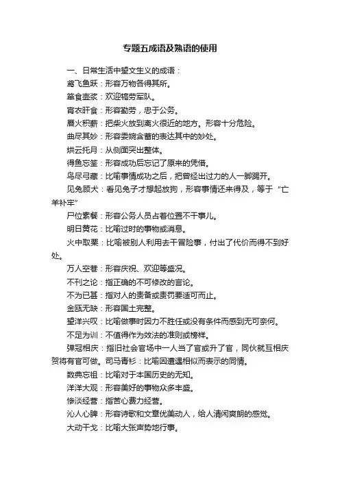 专题五成语及熟语的使用