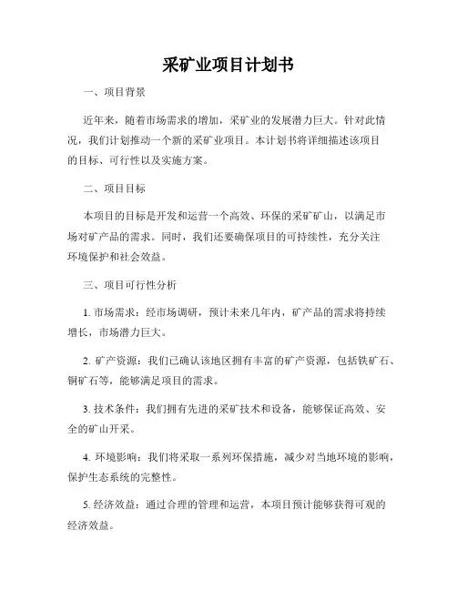 采矿业项目计划书