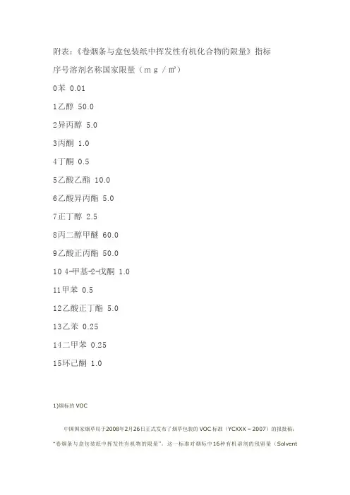 VOC标准