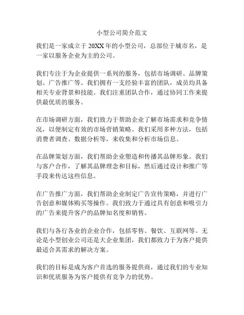 小型公司简介范文