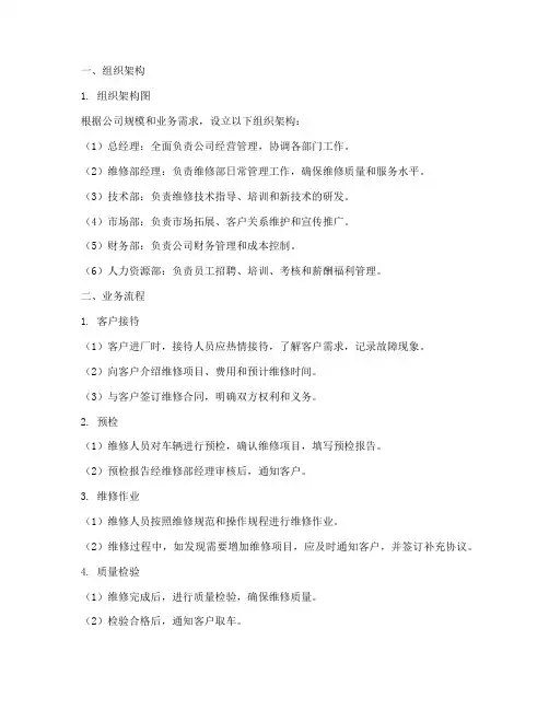 汽车维修组织管理制度范本
