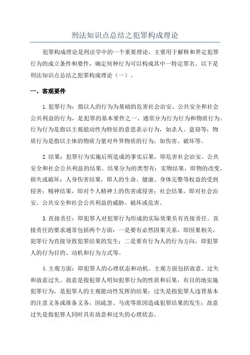 刑法知识点总结之犯罪构成理论