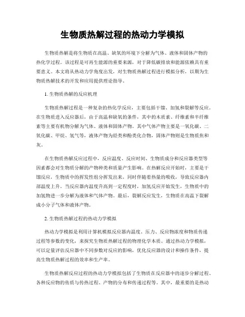 生物质热解过程的热动力学模拟