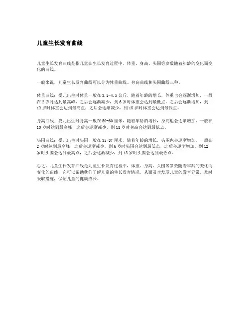 儿童生长发育曲线